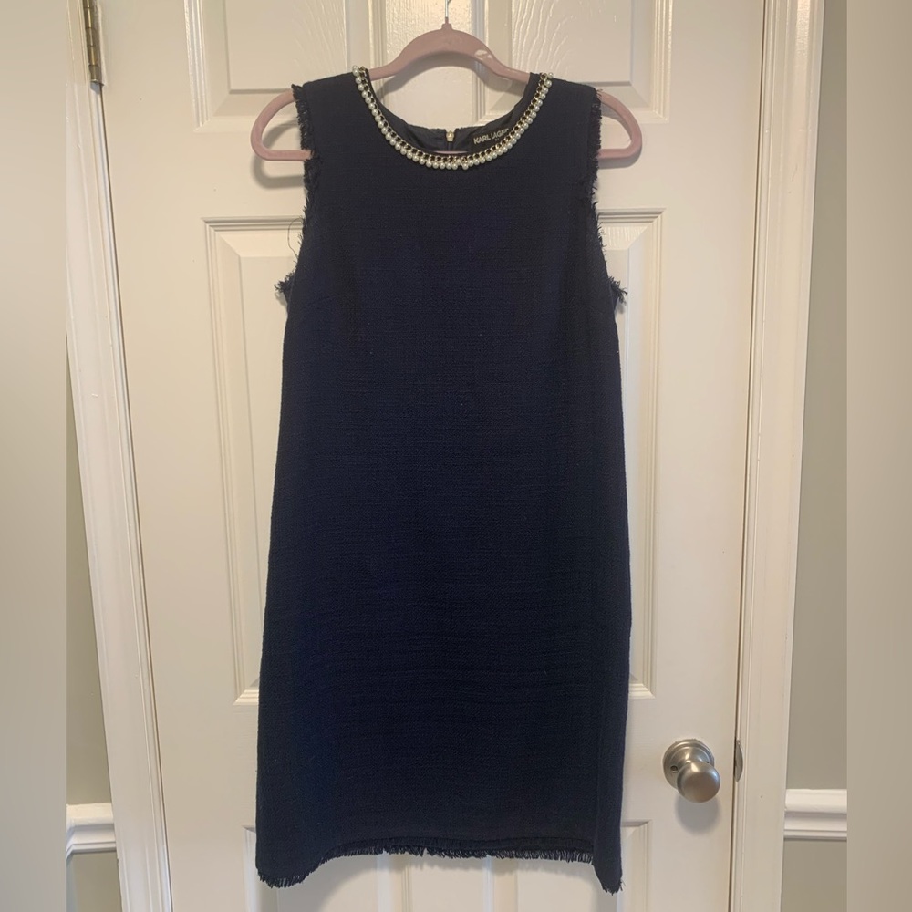 Karl Lagerfeld Professional Dress w/ Pearl Collar - Size 8- Excellent condition!